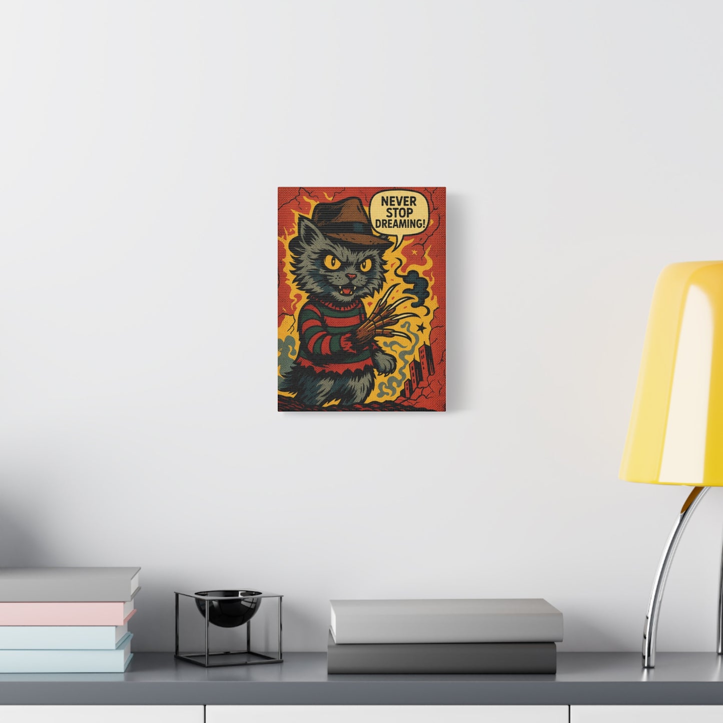 Never Stop Dreaming – Freddy Cat Canvas