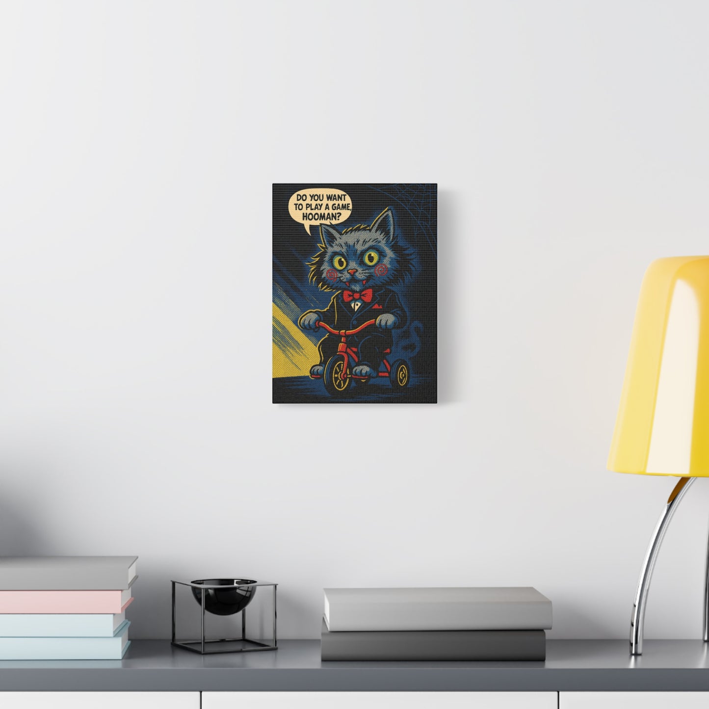 Wanna Play a Game, Hooman? โ Horror Cat Canvas