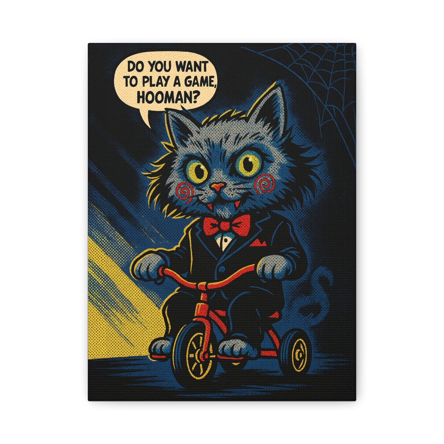 Wanna Play a Game, Hooman? โ Horror Cat Canvas