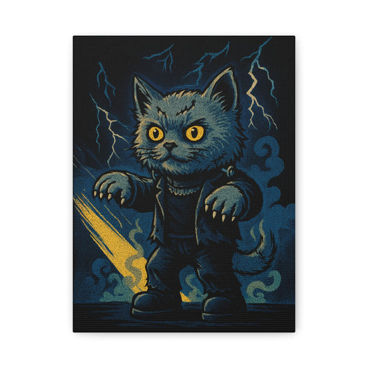 Franken Mow Mow – Monster Cat Canvas