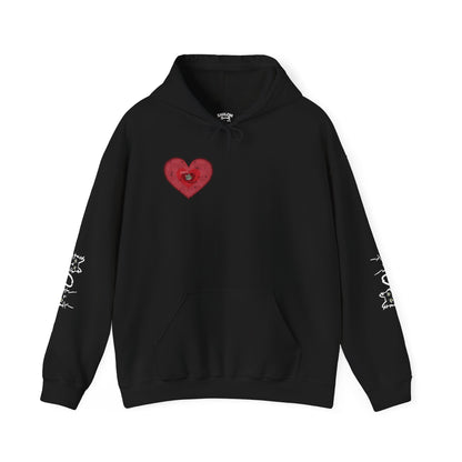 Valentine Hoodie- Post Stamp Heart Mow Mow
