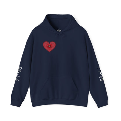 Valentine Hoodie- Post Stamp Heart Mow Mow