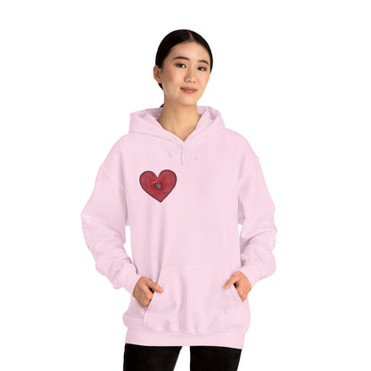 Valentine Hoodie- Post Stamp Heart Mow Mow