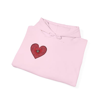 Valentine Hoodie- Post Stamp Heart Mow Mow