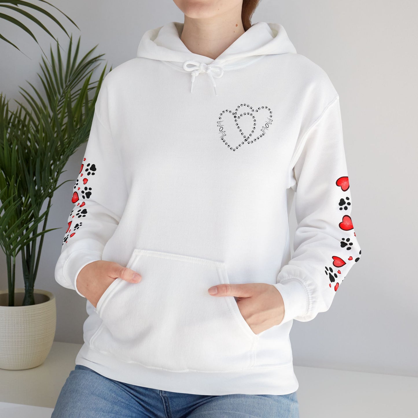 Valentine Hoodie- Paws & Hearts Mow Mow