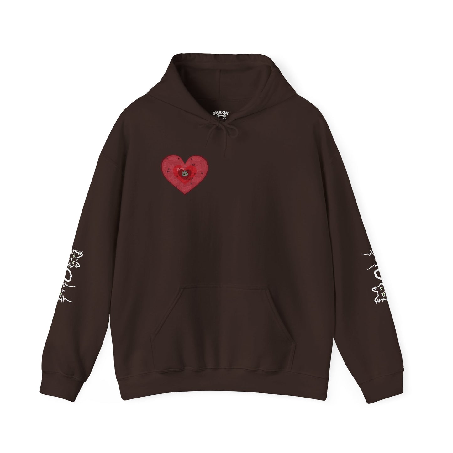 Valentine Hoodie- Post Stamp Heart Mow Mow