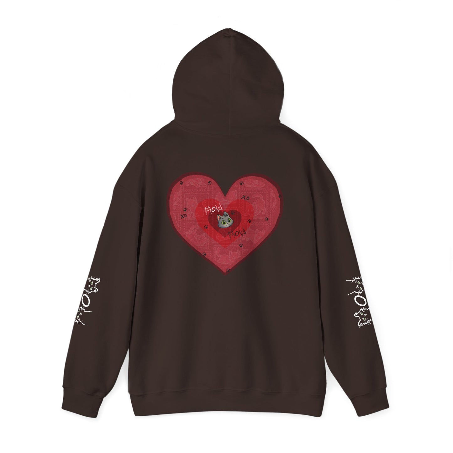 Valentine Hoodie- Post Stamp Heart Mow Mow