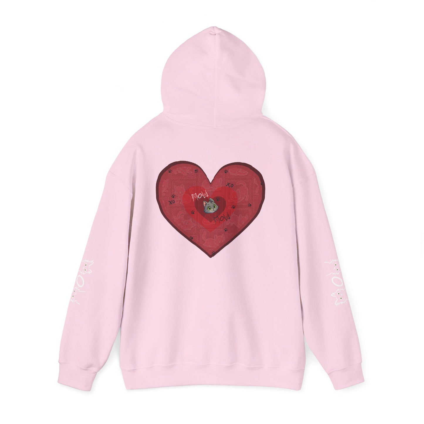 Valentine Hoodie- Post Stamp Heart Mow Mow