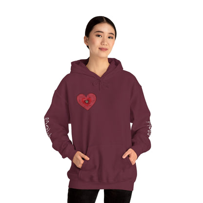 Valentine Hoodie- Post Stamp Heart Mow Mow
