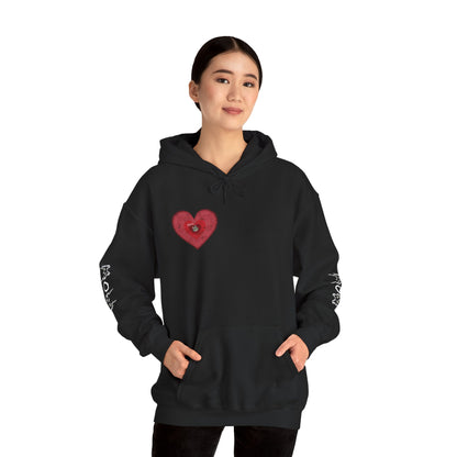 Valentine Hoodie- Post Stamp Heart Mow Mow