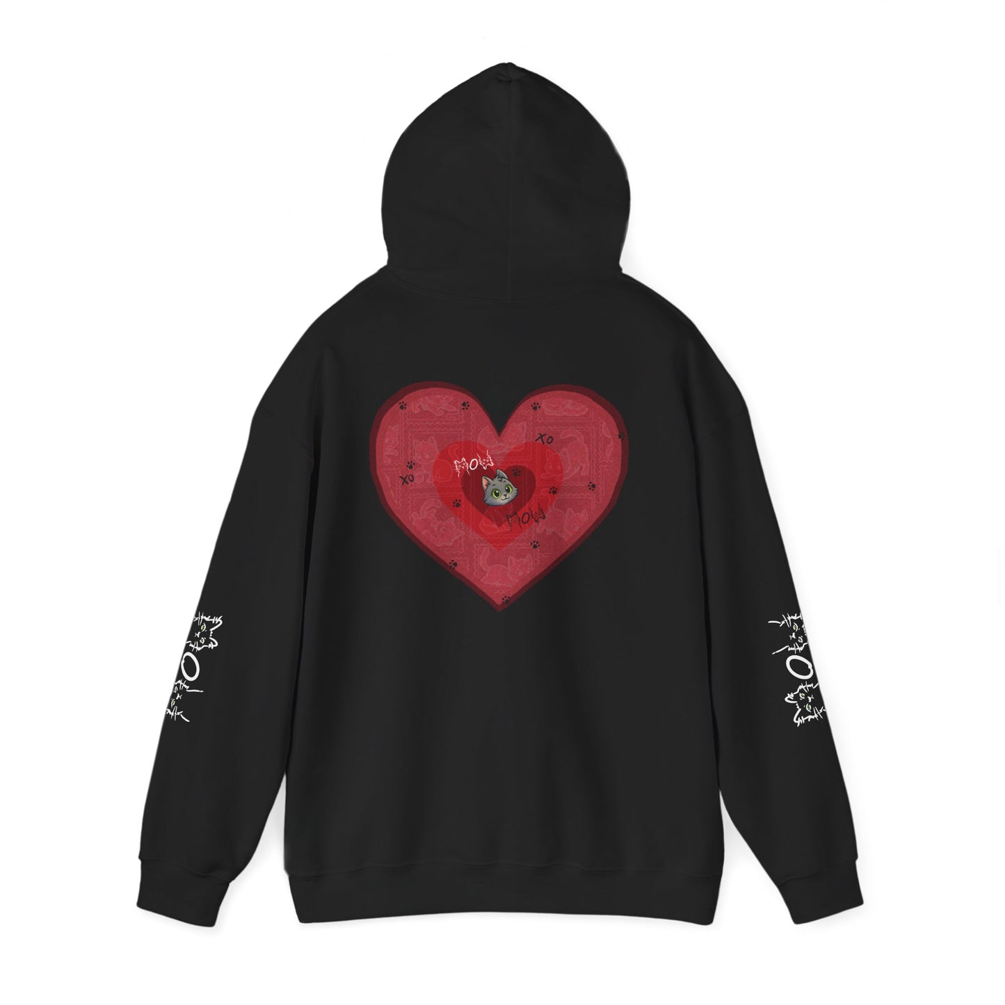 Valentine Hoodie- Post Stamp Heart Mow Mow